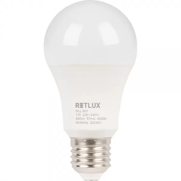 RLL 601 A60 E27 bulb 7W CW D RETLUX